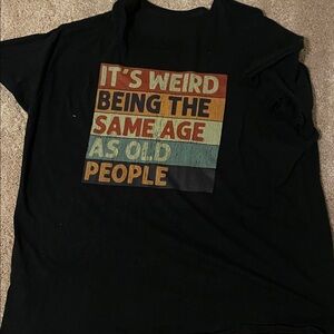 Black Graphic Tee with Humorous Text